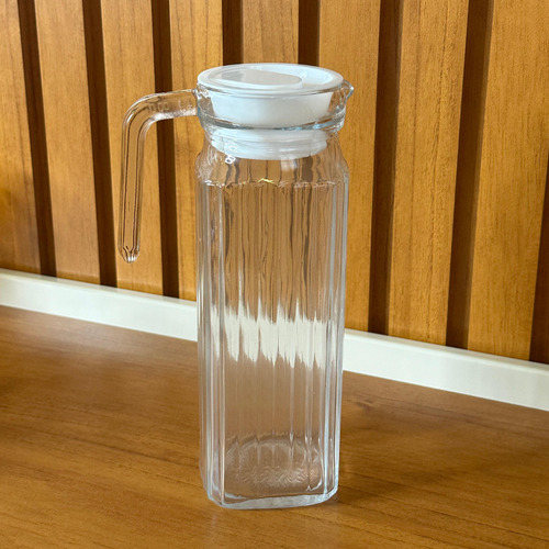 Jarra De Vidro Com Tampa Plástico Suco Água 1 Litro