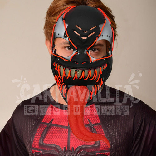 Máscara Venom Led Luz Roja Disfraz Halloween Spiderman Terro | Envío gratis