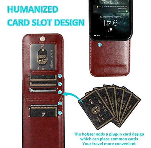 Funda Cartera Para iPhone 13 Sepia Oscuro 6.1 PuLG Piel Sint