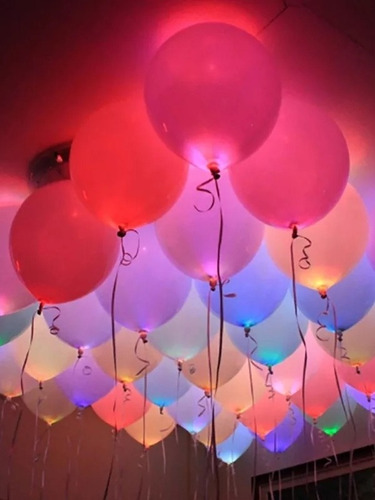 Imagen 3 de 9 de Luz Led Globos Colores Bombas Decoración Fiesta Evento Supli