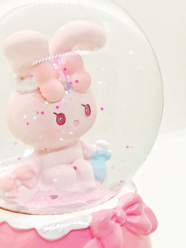 Pinkdoris Bola Esfera De Nieve Luz Musica Coneja Rosa Kawaii