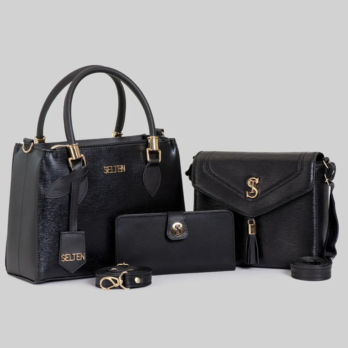Bolsas Femininas Transversal E Pequena Tiracolo Com Carteira Cor Preta