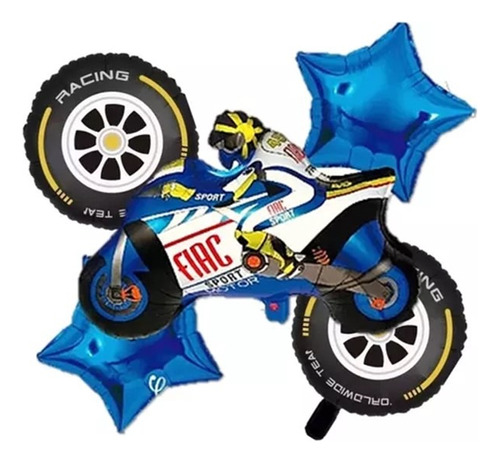 Globo Metalizado Moto Motorcycle  X5 Unid Fiesta Niños