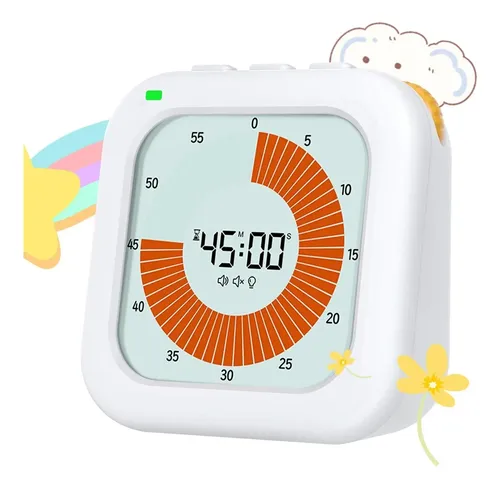 Temporizador Visual Digital 60 Minundos – Silencioso, Recargable, Con Barra De Progreso – Para Cocina, Estudio Y Niños