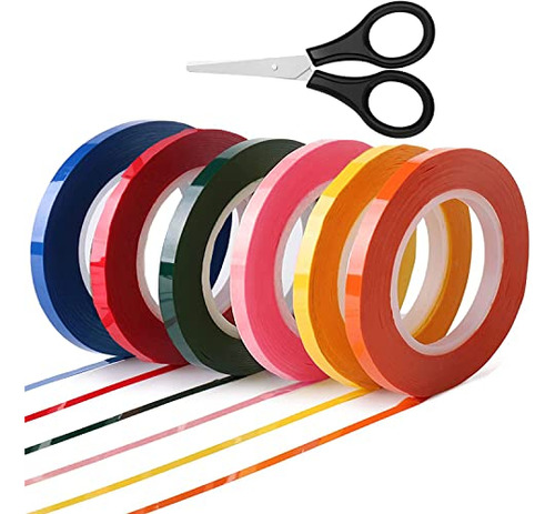 6 Pack 6mm 1/4 Inch Width Graphic Art Thin Tape, Self-a...