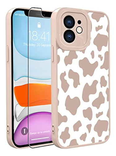 Ook Compatible Con iPhone 11 Case Cute Cow Print Fashion Sli