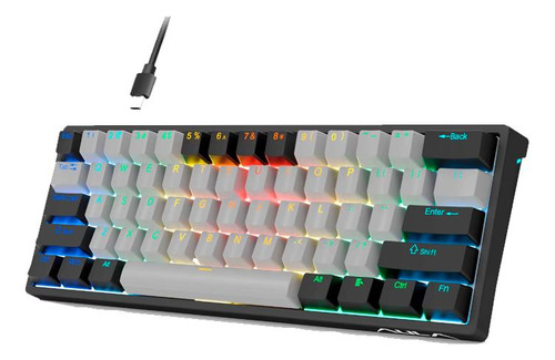 Teclado Mecânico Gamer Aula 60% Switch Blue Rgb Com Software