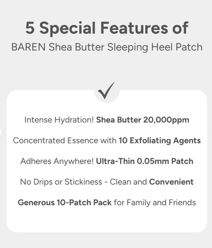 Baren Shea Butter Sleeping Heel Patch 10ea - K Beauty