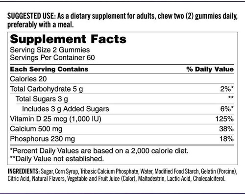 Kirkland Adult Gummies Calcium 120 / Gomitas De Calcio Adult
