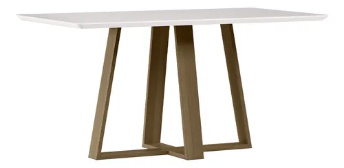 Mesa Jantar 160 X 90 C/vidro Lectus S/cadeiras Amendoa /off