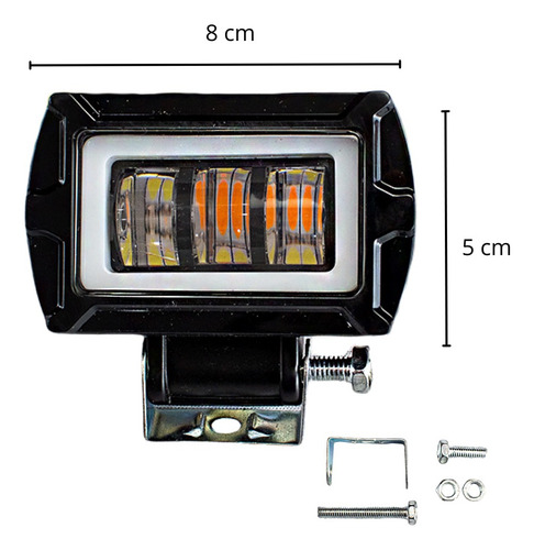 Par Faro 3 Lupa Auxiliar Automotriz Bicolor Con Aro Led Cob