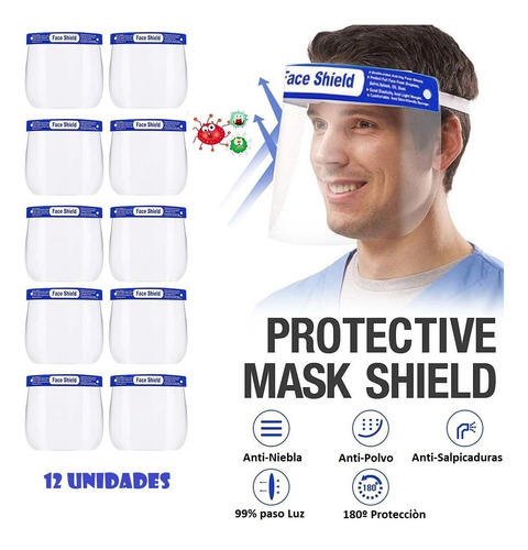 Careta Mascara Protección Facial Bioseguridad Importada X12u