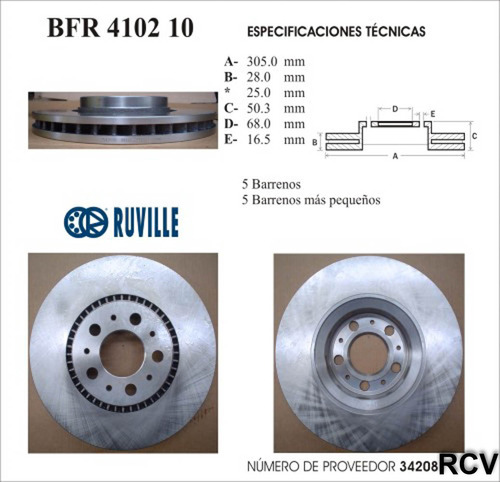 Disco Frenos Der/izq Delantera Para Volvo S80   2000