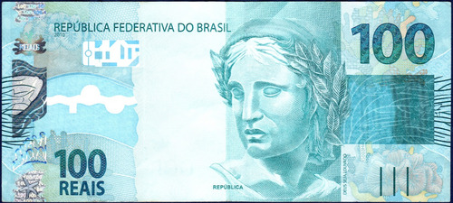 100 Reales 2010 Billete De Brasil La República Pez Mero
