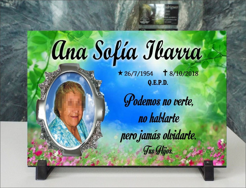 Imagen 5 de 5 de Placa Cementerio Recordatoria Con Foto Acrílica 30x20 Pc101