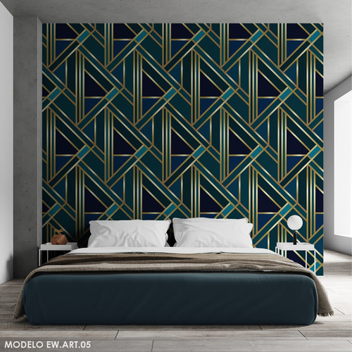 Vinilo Decorativo Pared Mural Empapelado Art Deco Dorado 5a8