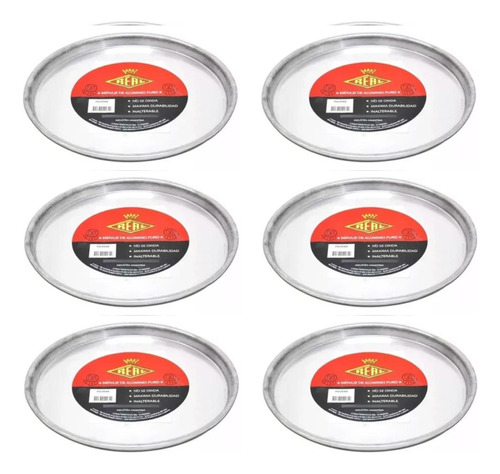 Set X 6 Pizzera Molde Para Pizza Aluminio Real N 22