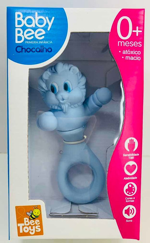 Chocalho Para Bebe Leão 1 Azul Bee Toys