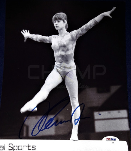 Foto Autografiada Nadia Comaneci Juegos Olimpicos 1976 Viga