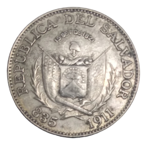 Moneda El Salvador 25 Centavos Plata Ley 835 Año 1911