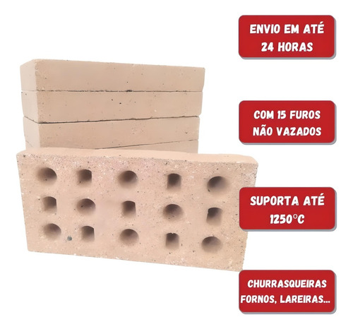 Tijolo Refratário P/ Churrasco E Forno - 2 Unidade