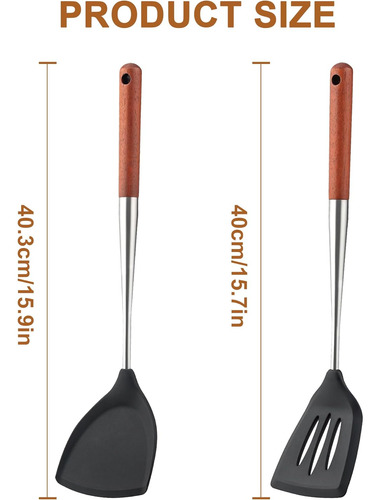 Espátula De Wok Silicona Y Cucharón Antiadherente
