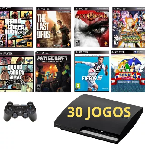 Playstation 3 Ps3 Play Usado Slim Com 40 Jogos + 2 Controles