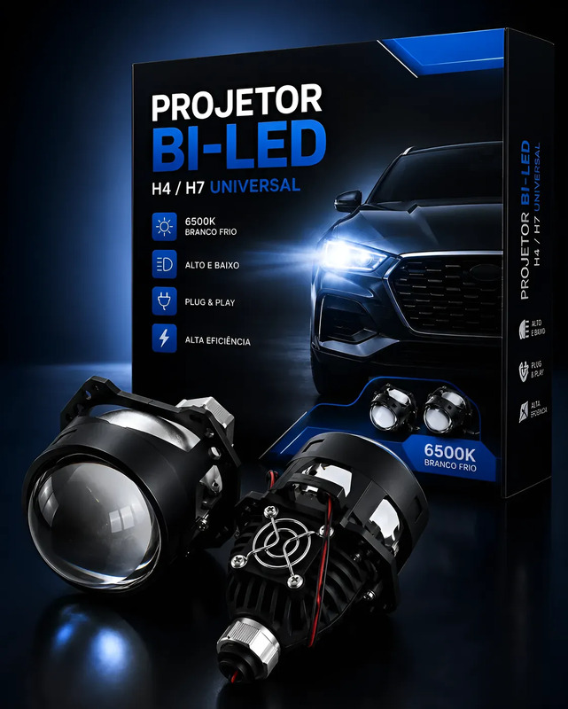 Projetor Bi LED Universal H4/H7