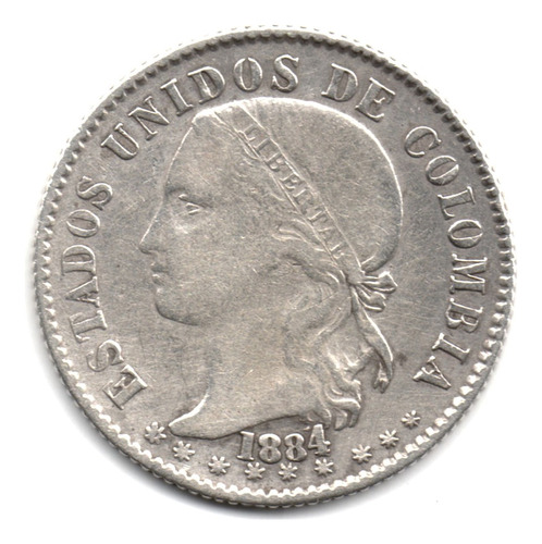 20 Centavos 1884 Bogotá Plata