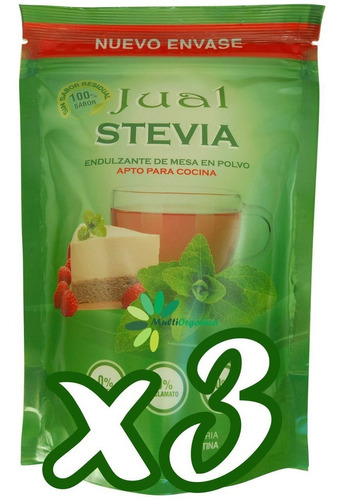 Endulzante Stevia Polvo X 220 Gr Jual - Pack X 3