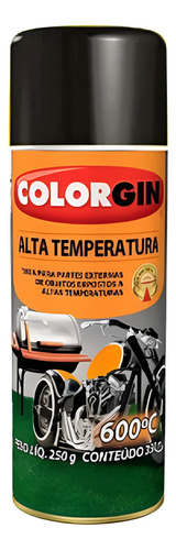 Spray Alta Temperatura 600°c Preto Fosco 350ml Colorgin