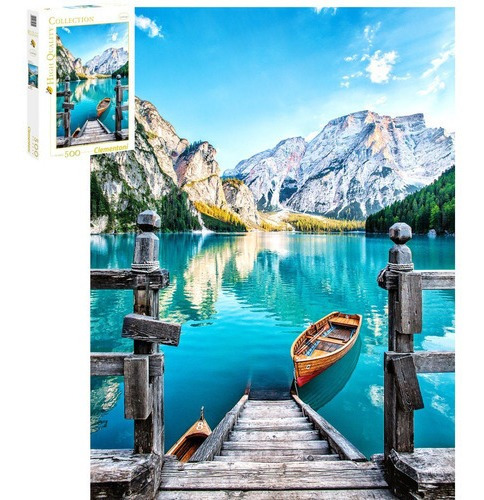 Imagen 3 de 6 de Puzzle Clementoni 500 Piezas Braies Lake Lago Paisaje Bote
