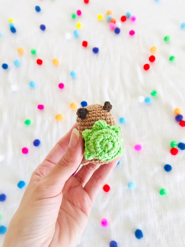 Capybara Peluche Mini Capibara Amigurumi Llavero Mate Mochila De Tortuga