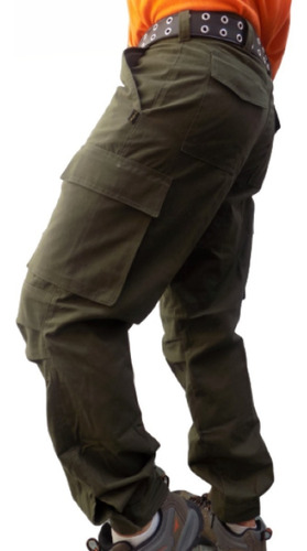 Pantalón Cargo Camuflado Verde Selva Gabard Reforzado C Puño