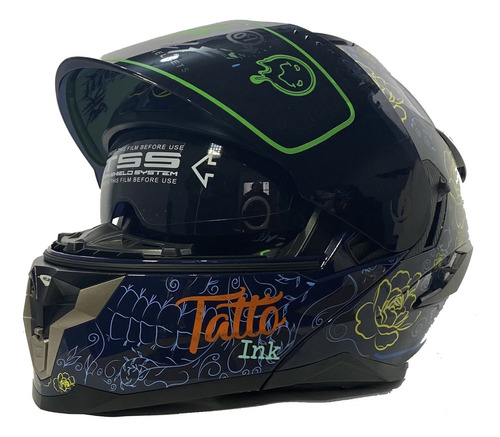 Casco Abatible Half + Guantes Cross De Tela