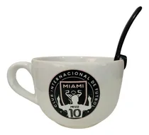 Comprar Taza Tazón Messi - Inter Miami Cerámica Con Cuchara Blanco Tazón De Messi