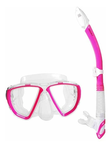 Combo Snorkel Y Mascara Rosa Escualo Modelo Nautilus
