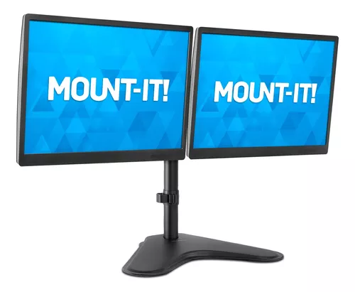 Mount-It! Soporte para monitor doble, soporte de escritorio para monitor  doble que se adapta a dos pantallas de computadora de 21, 22, 23, 24, 27,  28