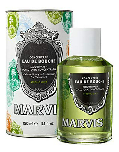 Marvis Menta Fuerte Enjuague Bucal, Concentrado, 4.1 Fl Oz.