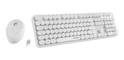 Imagen 1 de 1 de Kit de teclado y mouse inalámbrico Steren COM-6100 Español de color blanco