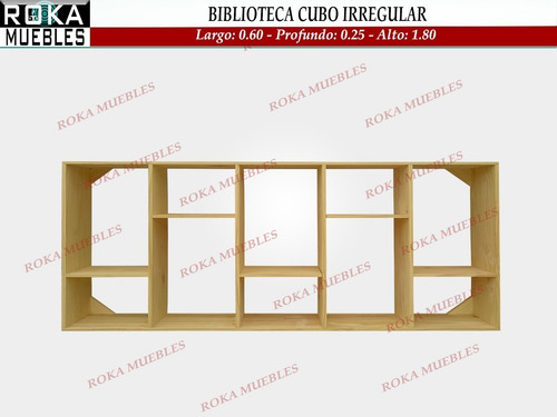 Imagen 2 de 7 de Biblioteca Cubo Irregular Pino 60x25x180 Roka