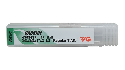 Cortador De Carburo Bola 3/8 X 1 X 2-1/2 Pulg 4f Tialn Yg-1