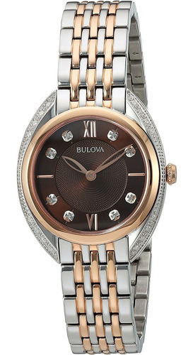 Reloj Bulova De Acero Inoxidable Para Mujer, Color: Dos Tono