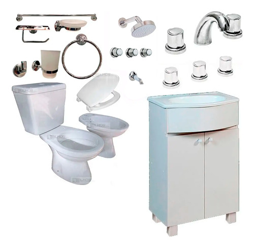 Combo Baño Completo Vanitory Loza Italiana Griferia