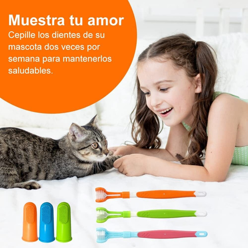 Juego Cepillo Dientes Mascotas 6 Pieza Silicona Suave Perros