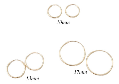 Pequeñas Arracadas Unisex De Oro Sólido 10kt Piercings 17mm