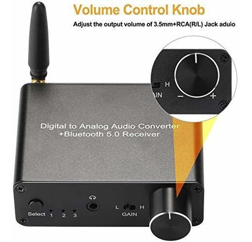 Convertidor Digital Analogico 192 Khz Receptor Bluetooth