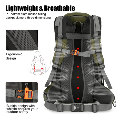 Mountain Land Mochila De Senderismo Para Acampar De 40l Con