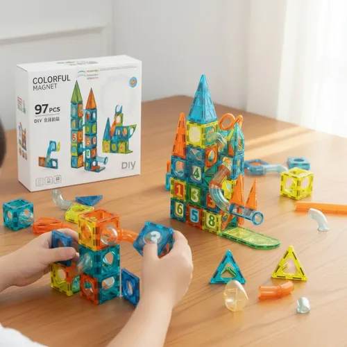 Bloques Magnéticos 97 Piezas Set Educativo De Construcción Con Canicas Y Tubos | MercadoLibre