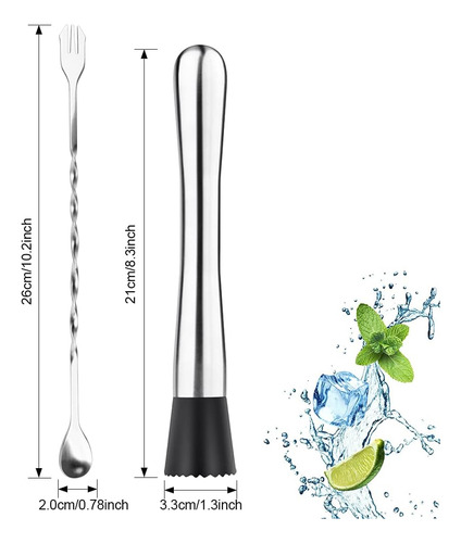 Set De Cóctel De Acero Inoxidable Con Cuchara Para Mezclar